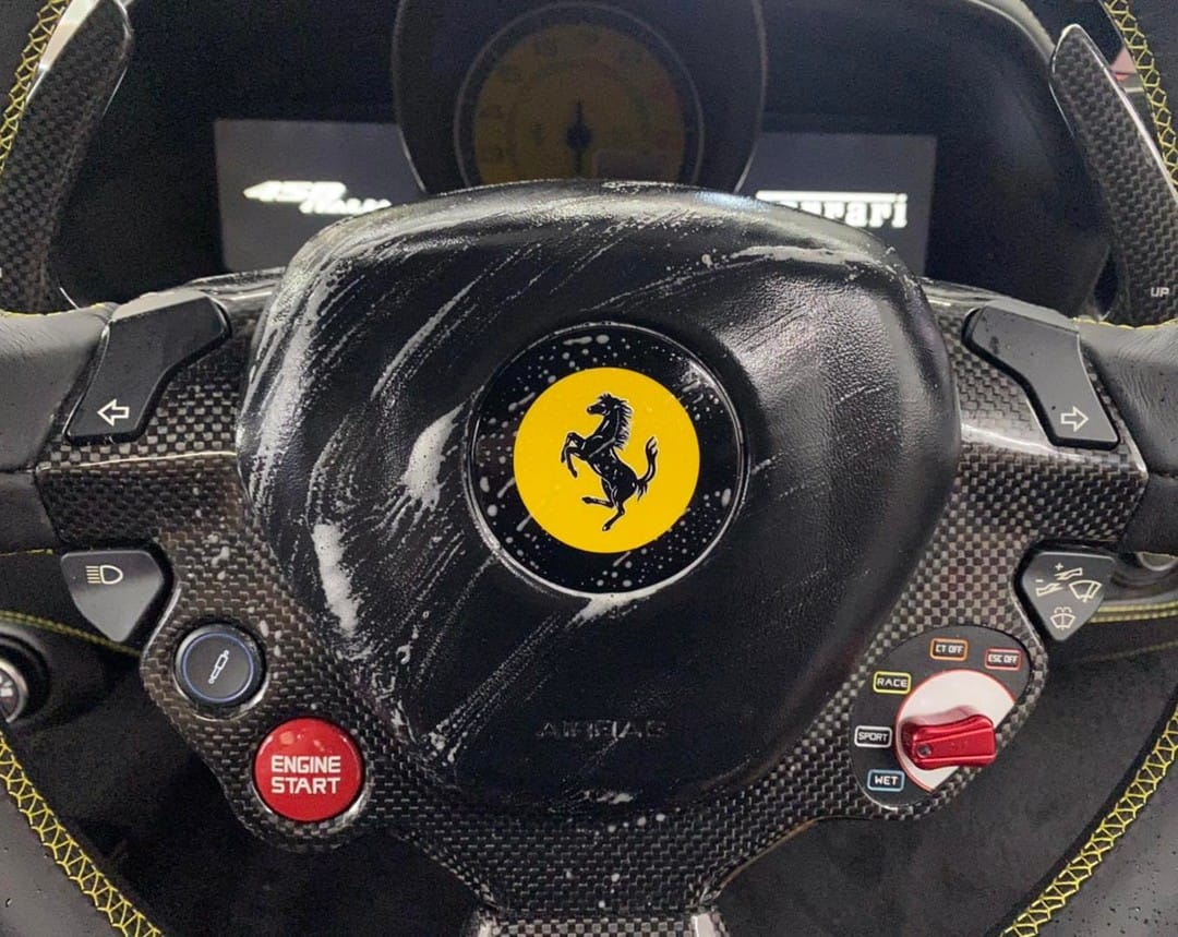 Interior Steam Cleaning  Completed on Ferrari 458.