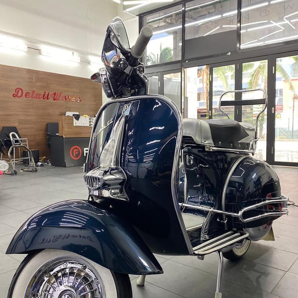 Vintage Vespa came in for a full detailing session and co...