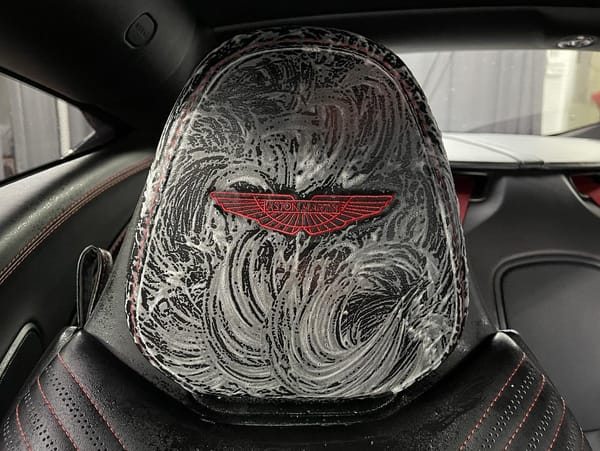 Interior Steam Cleaning completed on Aston Martin DB11.