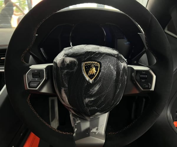 Interior Steam Cleaning  Completed on Lamborghini Aventad...